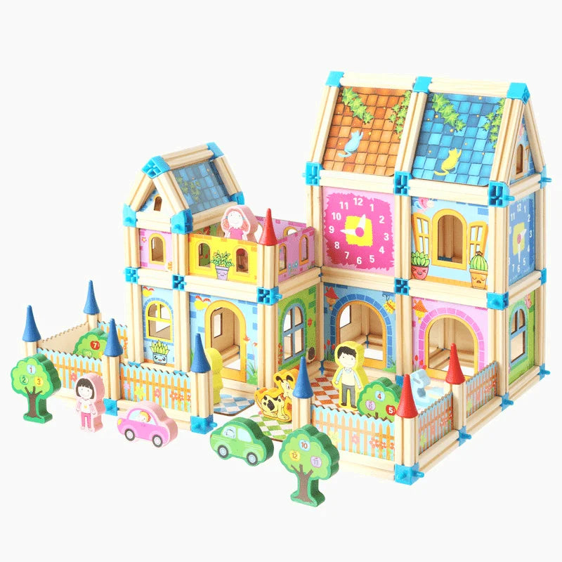 Wooden Creative Building Set Maison
