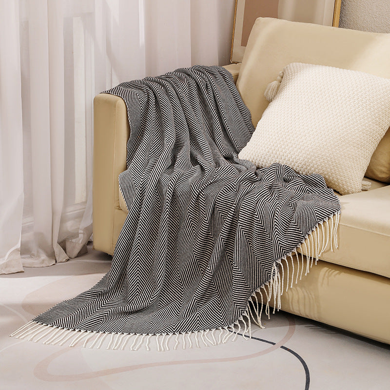 Plush Cotton Tweed Oversized Sofa Throw Blanket