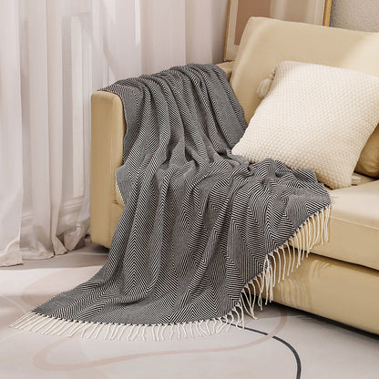 Plush Cotton Tweed Oversized Sofa Throw Blanket