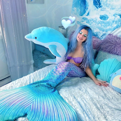 Colorful Dolphin Aqua Pink Figure