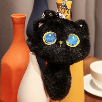 Cute Blue Eyed Black Kitten Plush Toy