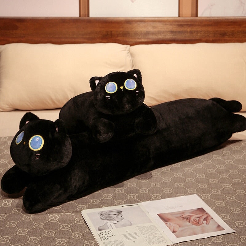 Cute Blue Eyed Black Kitten Plush Toy