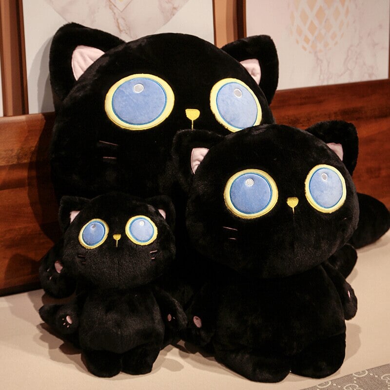 Cute Blue Eyed Black Kitten Plush Toy