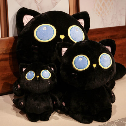 Cute Blue Eyed Black Kitten Plush Toy
