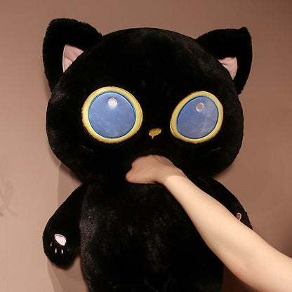 Cute Blue Eyed Black Kitten Plush Toy