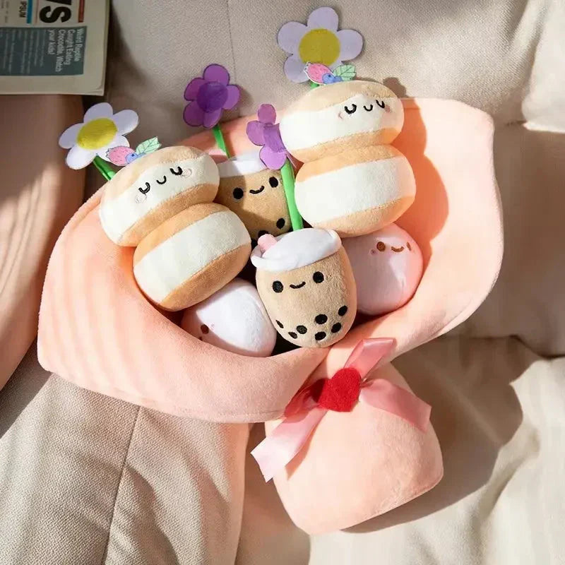 Colorful Boba Tea Flower Plush Toy - Befez