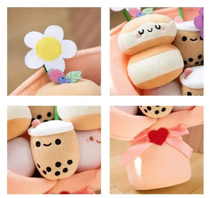 Colorful Boba Tea Flower Plush Toy