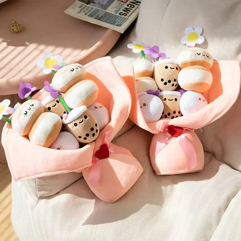 Colorful Boba Tea Flower Plush Toy