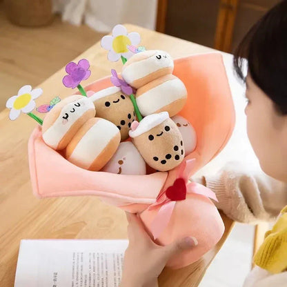 Colorful Boba Tea Flower Plush Toy