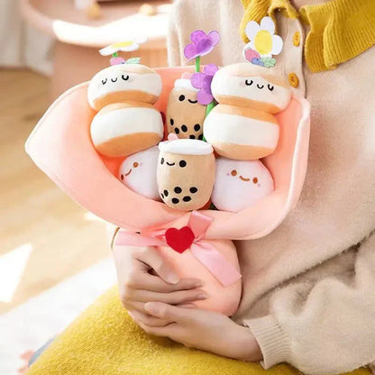 Colorful Boba Tea Flower Plush Toy