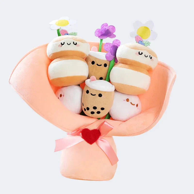 Colorful Boba Tea Flower Plush Toy
