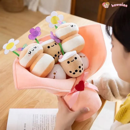 Colorful Boba Tea Flower Plush Toy