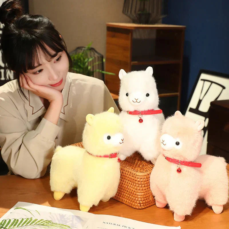 Soft Cuddly Alpaca Plush Toys with Sounding Bell