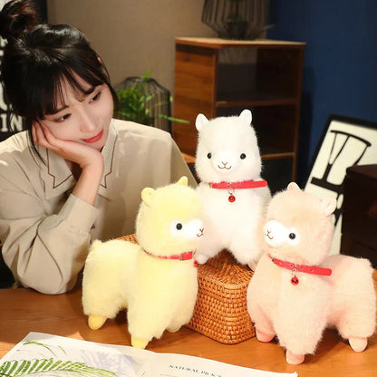 Soft Cuddly Alpaca Plush Toys with Sounding Bell