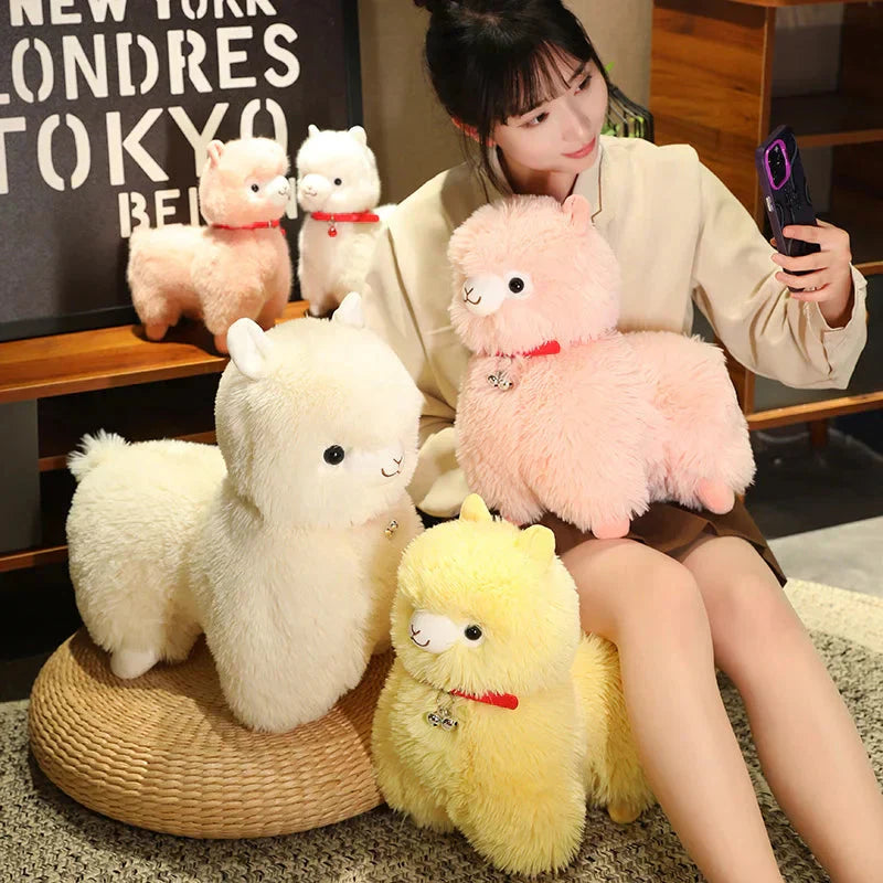 Soft Cuddly Alpaca Plush Toys with Sounding Bell