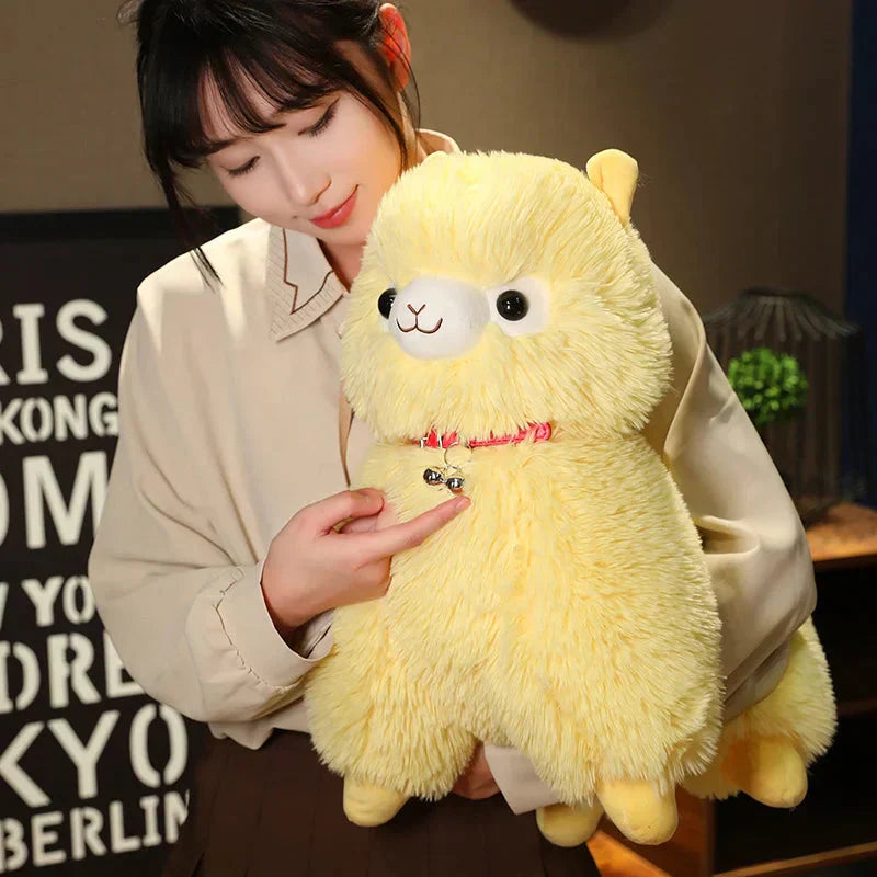 Soft Cuddly Alpaca Plush Toys with Sounding Bell