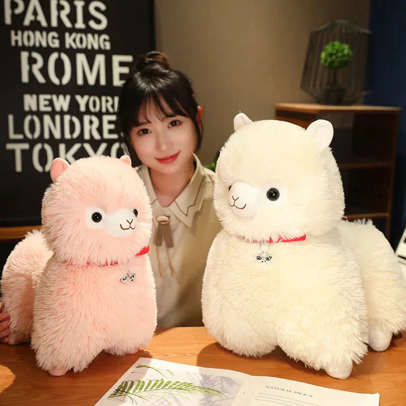 Soft Cuddly Alpaca Plush Toys with Sounding Bell