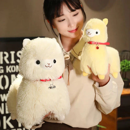 Soft Cuddly Alpaca Plush Toys with Sounding Bell