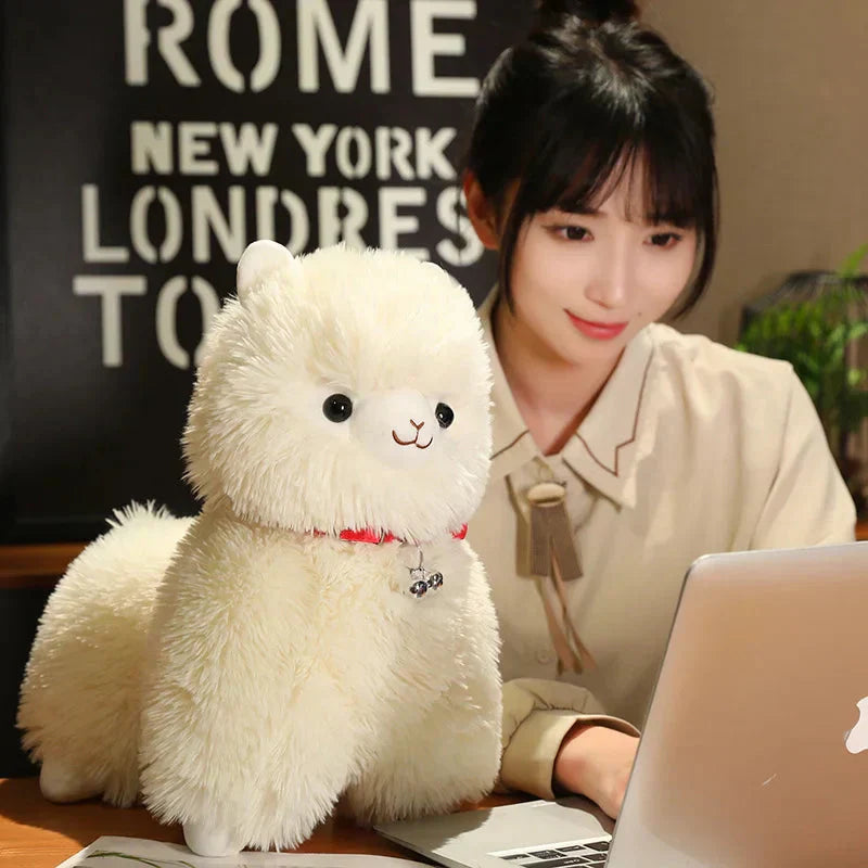 Soft Cuddly Alpaca Plush Toys with Sounding Bell
