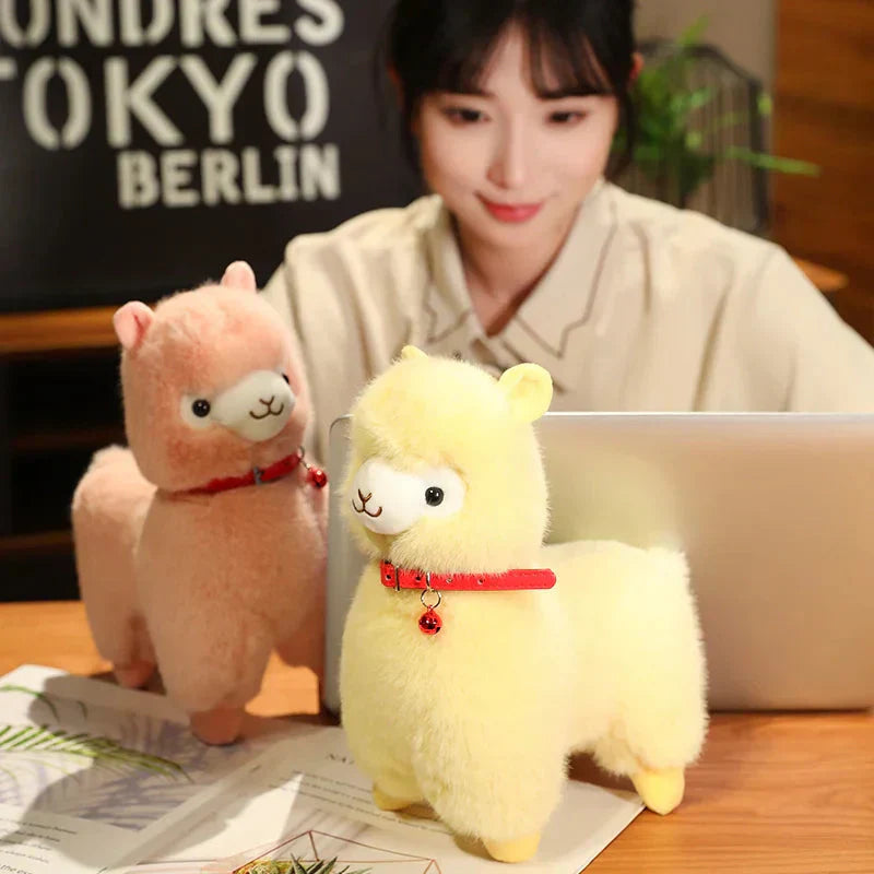Soft Cuddly Alpaca Plush Toys with Sounding Bell