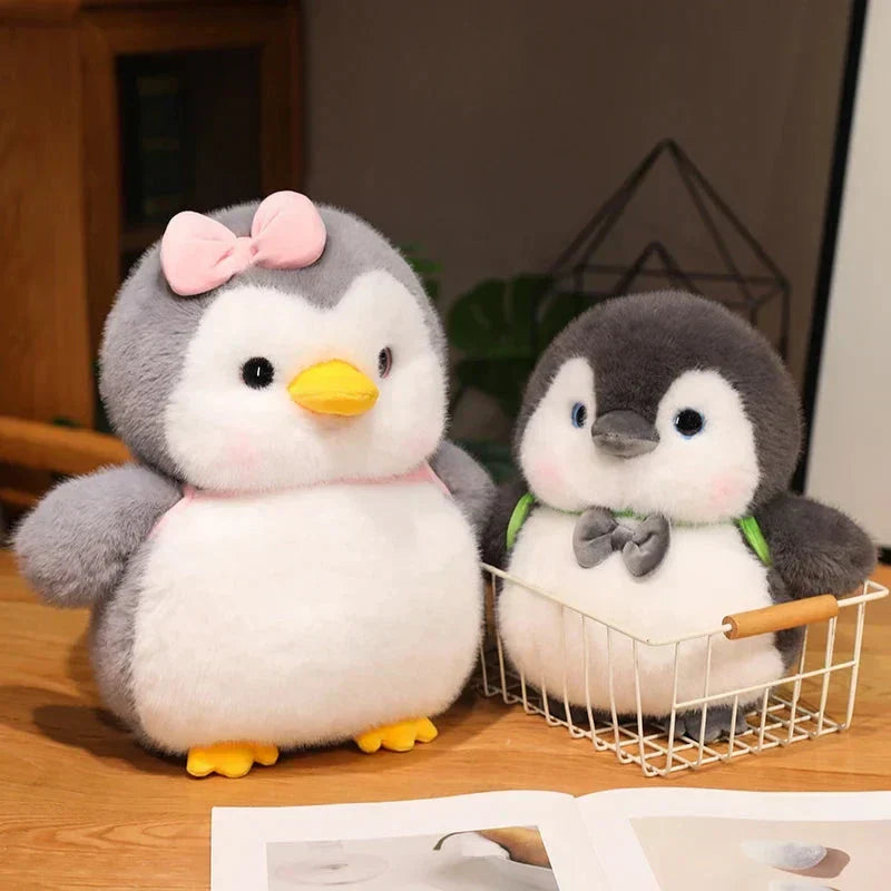 Cuddly Grey Penguin Toy with Fun Kids Backpack