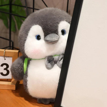Cuddly Grey Penguin Toy with Fun Kids Backpack