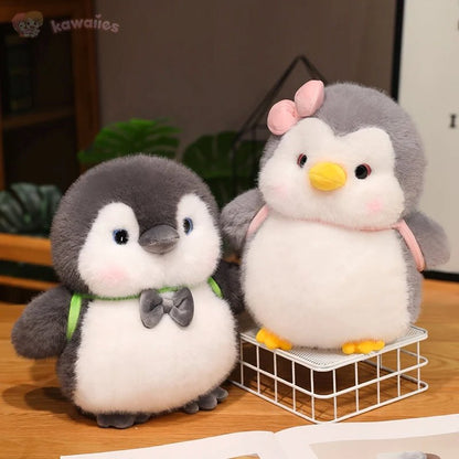 Cuddly Grey Penguin Toy with Fun Kids Backpack