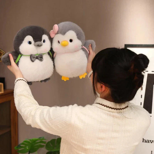 Cuddly Grey Penguin Toy with Fun Kids Backpack - Befez