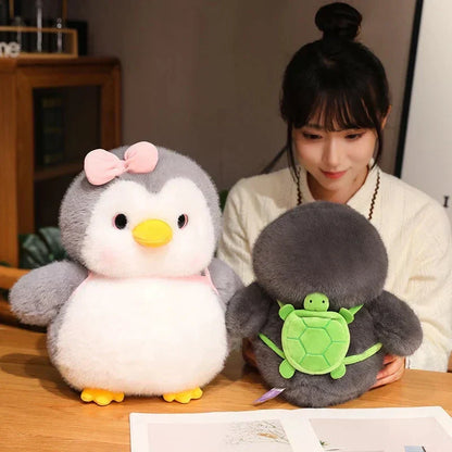 Cuddly Grey Penguin Toy with Fun Kids Backpack