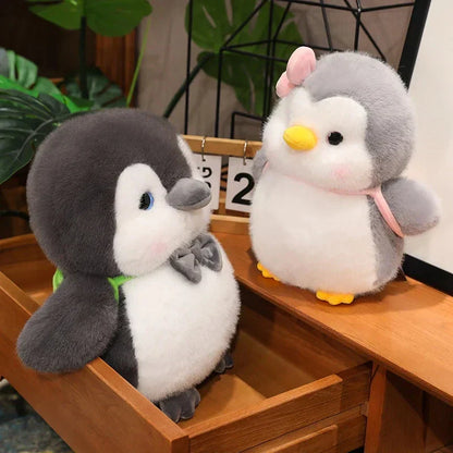 Cuddly Grey Penguin Toy with Fun Kids Backpack