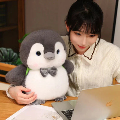 Cuddly Grey Penguin Toy with Fun Kids Backpack