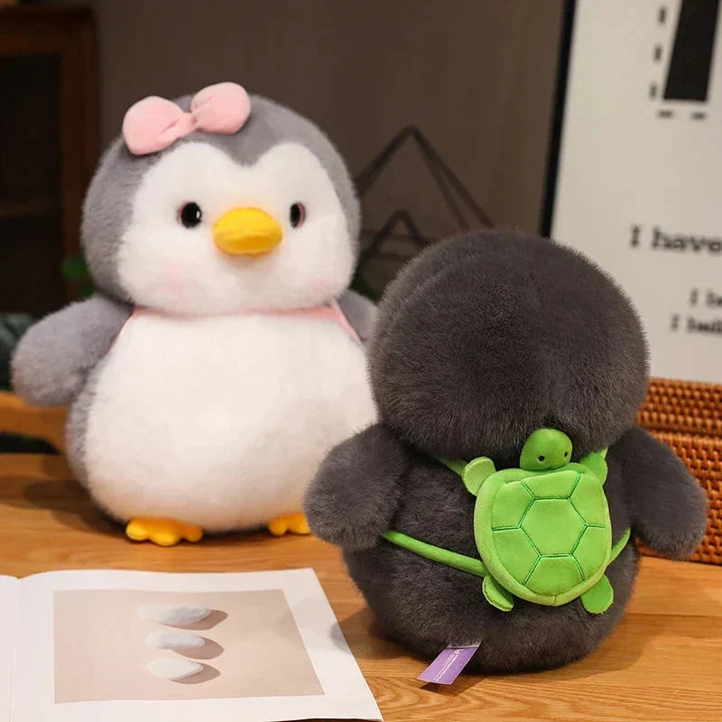 Cuddly Grey Penguin Toy with Fun Kids Backpack