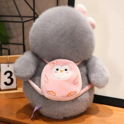 Cuddly Grey Penguin Toy with Fun Kids Backpack