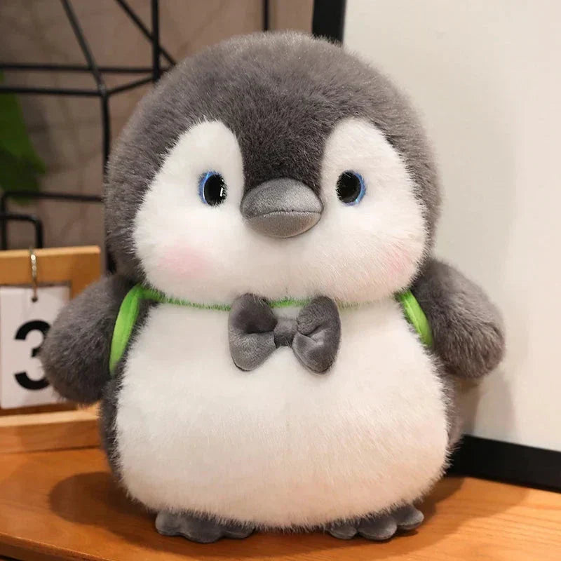 Cuddly Grey Penguin Toy with Fun Kids Backpack