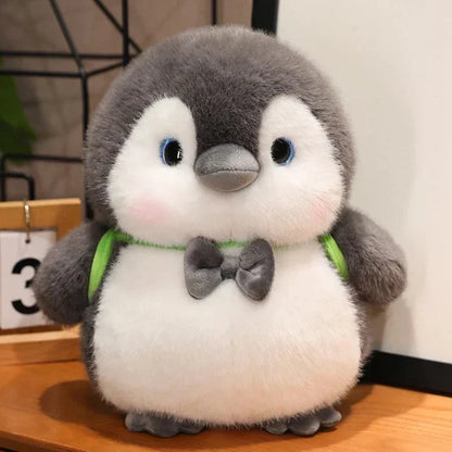 Cuddly Grey Penguin Toy with Fun Kids Backpack