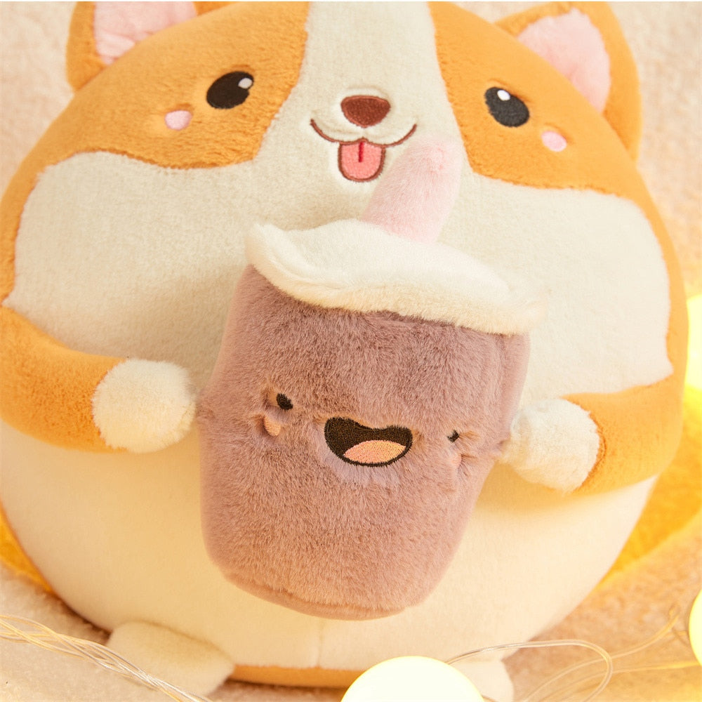 Cute Corgi Soft Bubble Tea Plush Toy