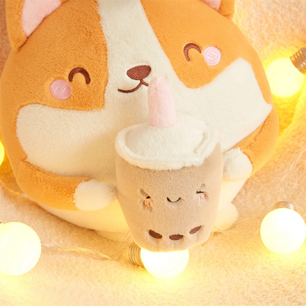 Cute Corgi Soft Bubble Tea Plush Toy