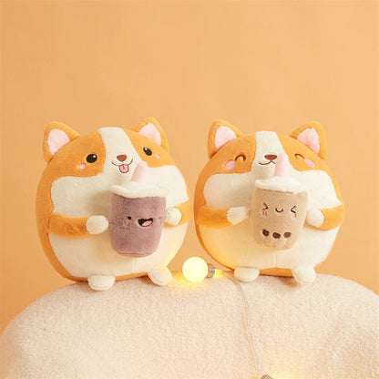 Cute Corgi Soft Bubble Tea Plush Toy
