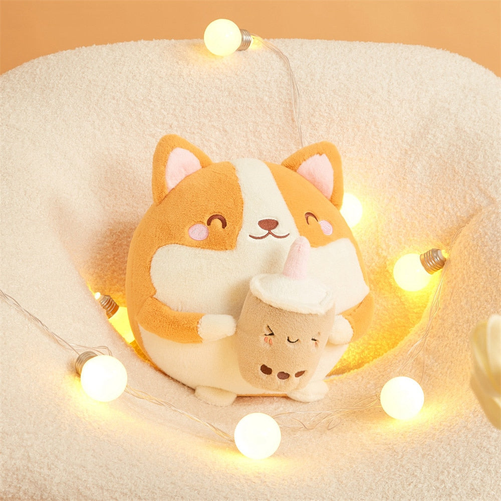 Cute Corgi Soft Bubble Tea Plush Toy