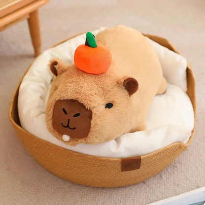Soft Adorable Capybara with Orange Cuddle Toy