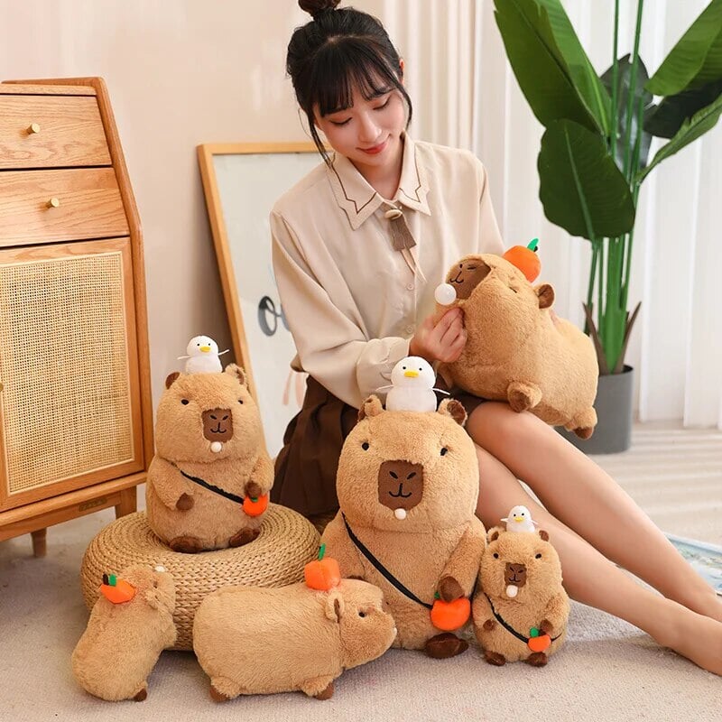 Soft Adorable Capybara with Orange Cuddle Toy