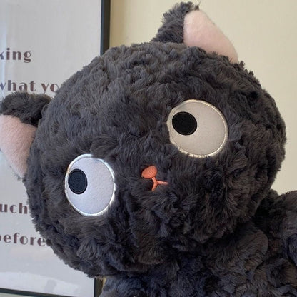 Cute Black Kitten Soft Plush Toy Laying Down