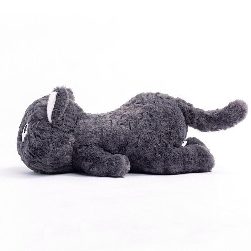 Cute Black Kitten Soft Plush Toy Laying Down