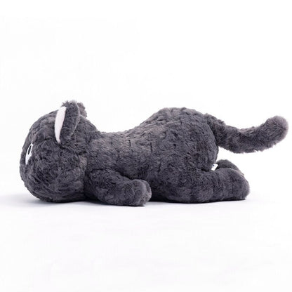 Cute Black Kitten Soft Plush Toy Laying Down