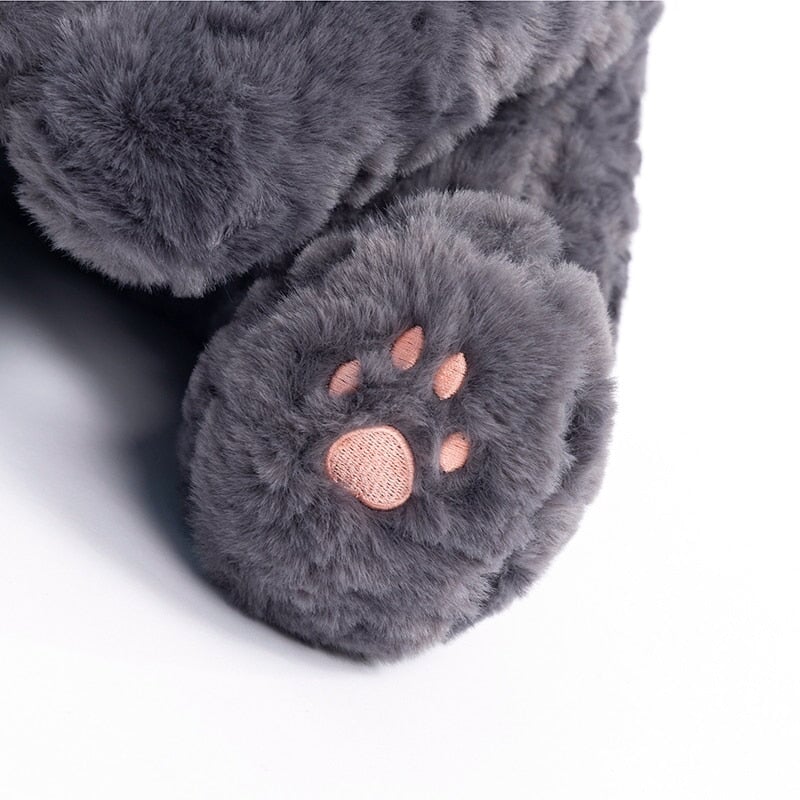 Cute Black Kitten Soft Plush Toy Laying Down