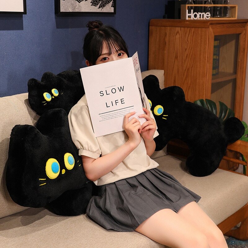 Cuddly Black Kitten Soft Pillow