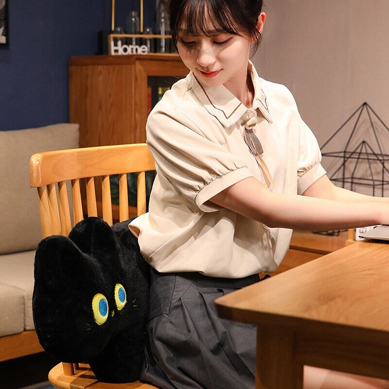 Cuddly Black Kitten Soft Pillow