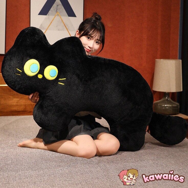 Cuddly Black Kitten Soft Pillow