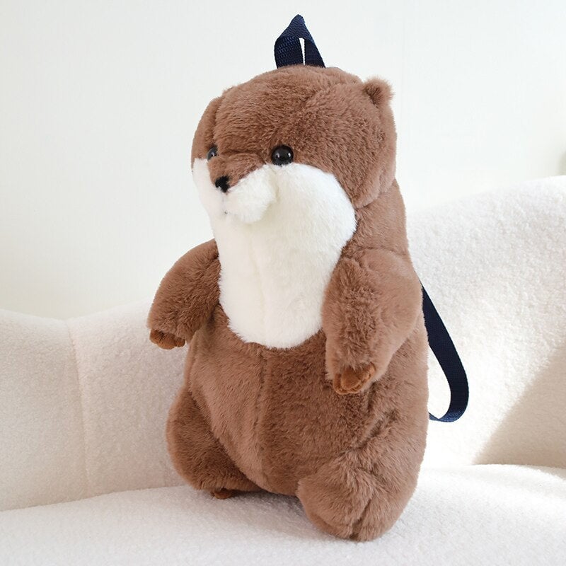 Cute Brown Otter Stuffed Backpack Buddy