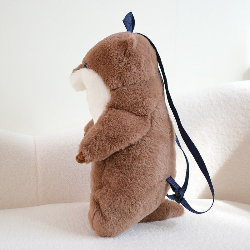 Cute Brown Otter Stuffed Backpack Buddy